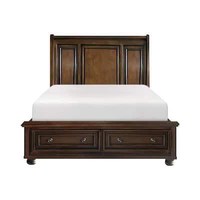 Chelsey Brown Cherry Storage Sleigh Platform Bed