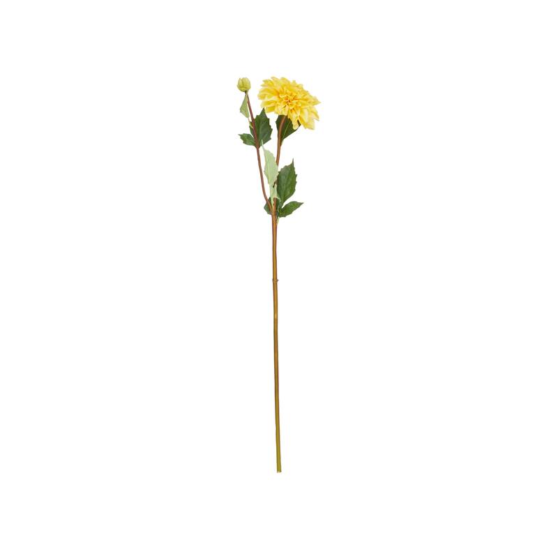 Yellow Faux Foliage Tall Dahlia Artificial Flower Stem (Set of 8)