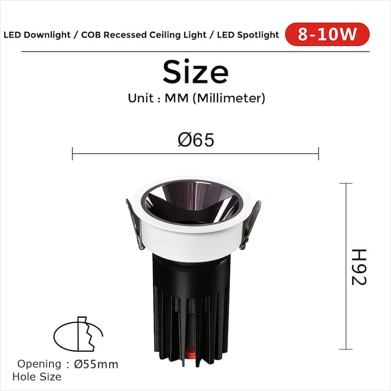 30 Pack LED downlight / COB recessed ceiling light / LED spot light - H92 - Black