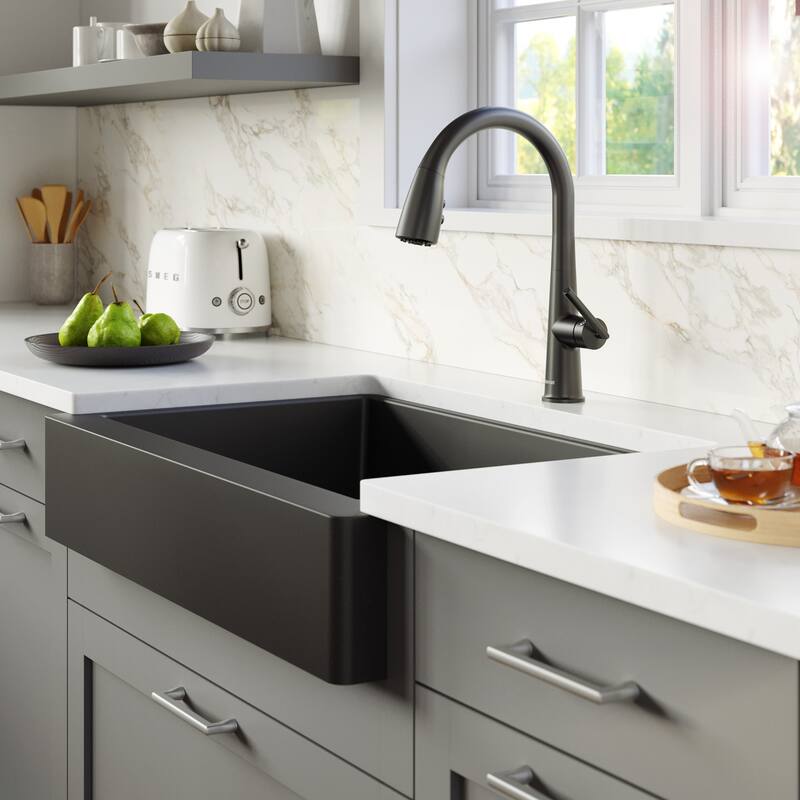 Karran Retrofit Apron Front Quartz Double Bowl Kitchen Sink