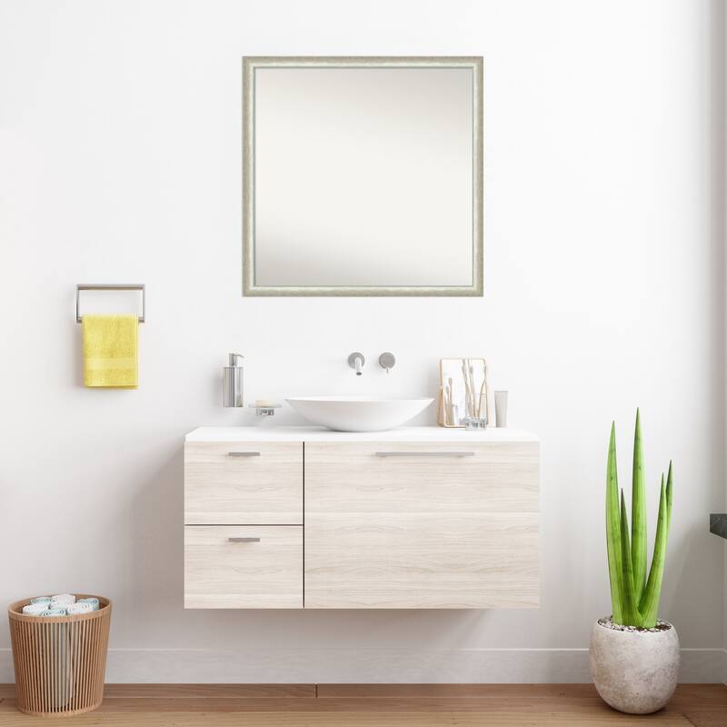 Two Tone Non-Beveled Wood Framed Bathroom Vanity Wall Mirror