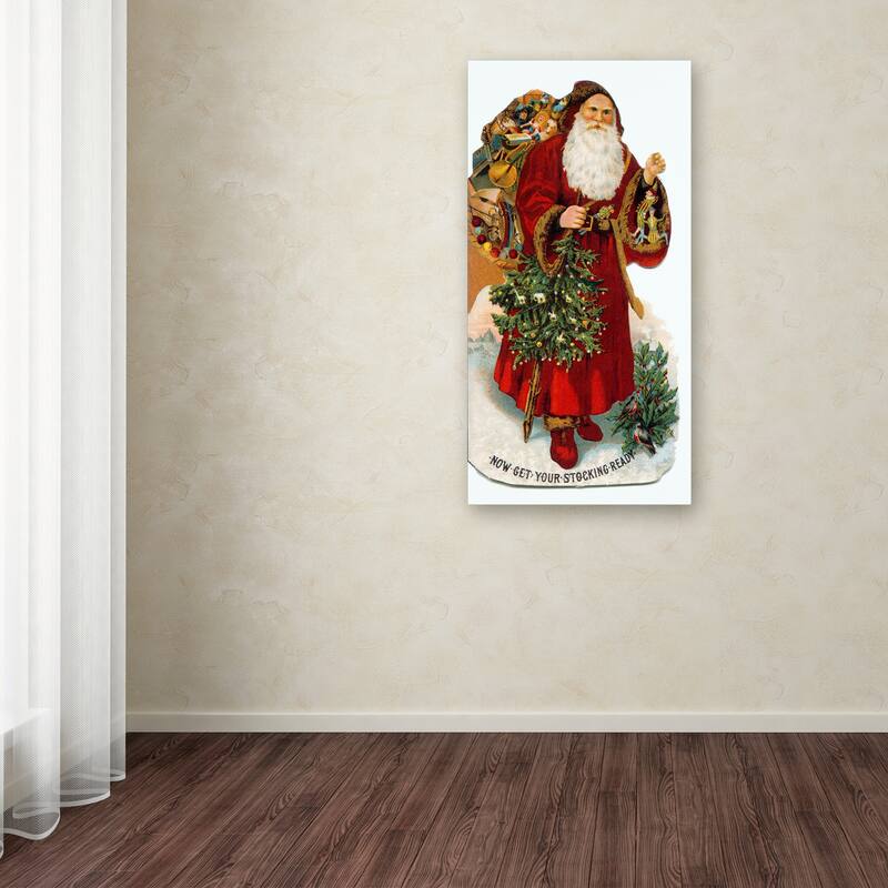 Vintage Apple Collection 'Christmas Stocking Santa' Canvas Art