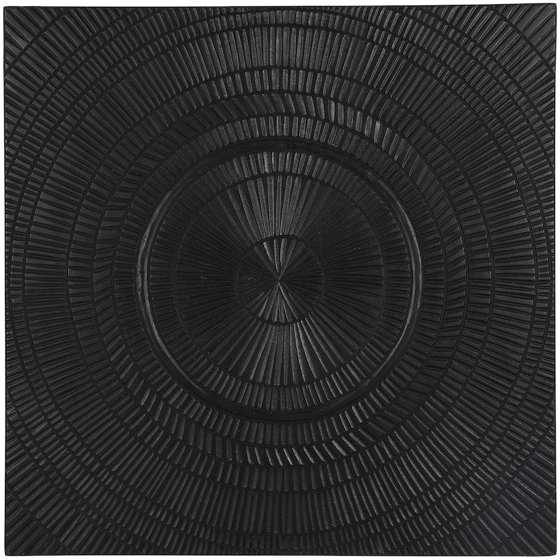 Wood Geometric Handmade Intricately Carved Radial Home Wall Decor - Black - Roche River Decor