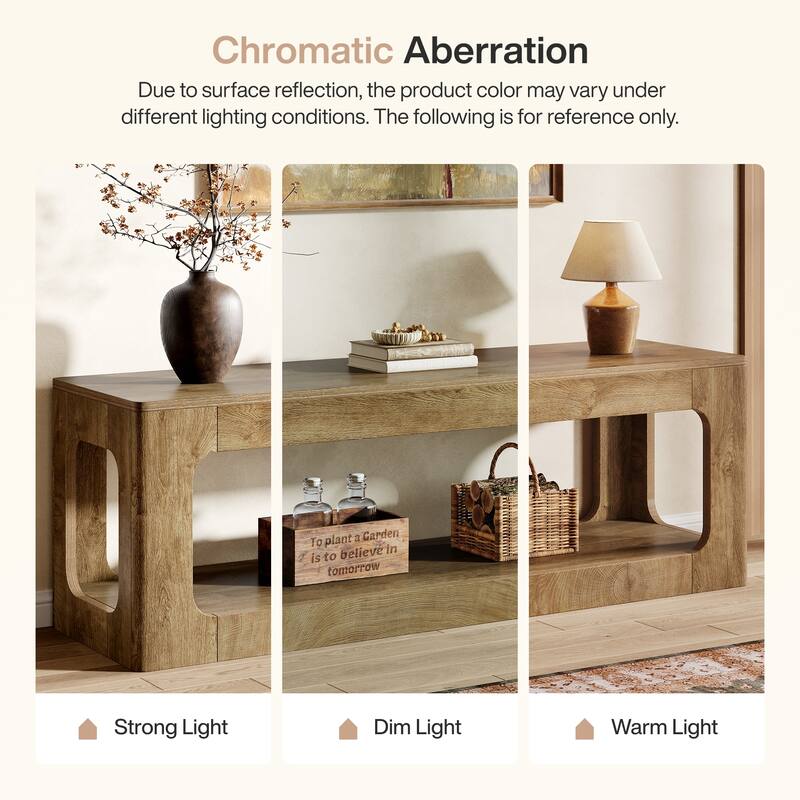 63-Inch Entryway Table with Storage Shelf, 2-Tier Sofa Console Table for Living Room, Hallway, Foyer