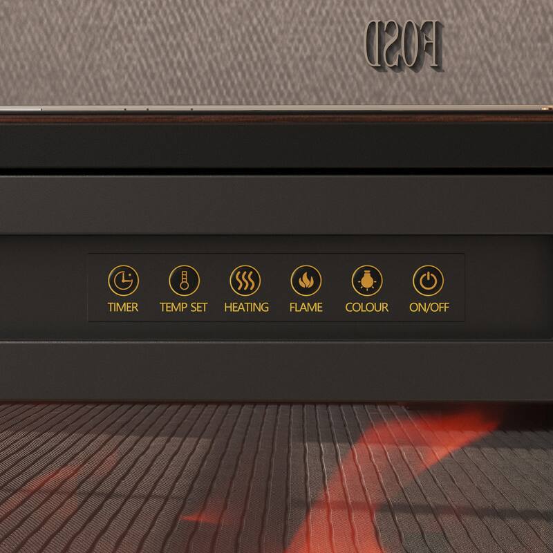 Modern Black Fireplace TV Stand Combo,Remote Fireplace Heater,2 Drawers,Light Strip & USB