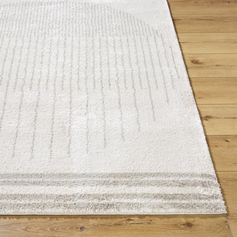 Livabliss Scandinavian Fossay Shag Stripe Washable Area Rug - 2'7" x 7'3" - Light Beige/ Medium Gray