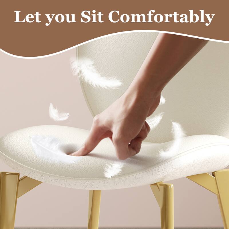 Living Dining Chairs Set of 2, PU Leather Armless Kitchen Dining Room Chairs, Upholstered Accent Side Chairs with Metal Legs