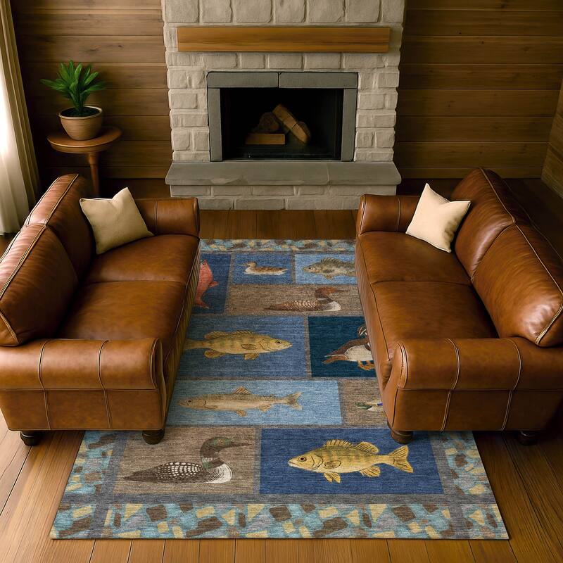 Machine Washable Indoor/ Outdoor Cabin Lodge Chantille Rug