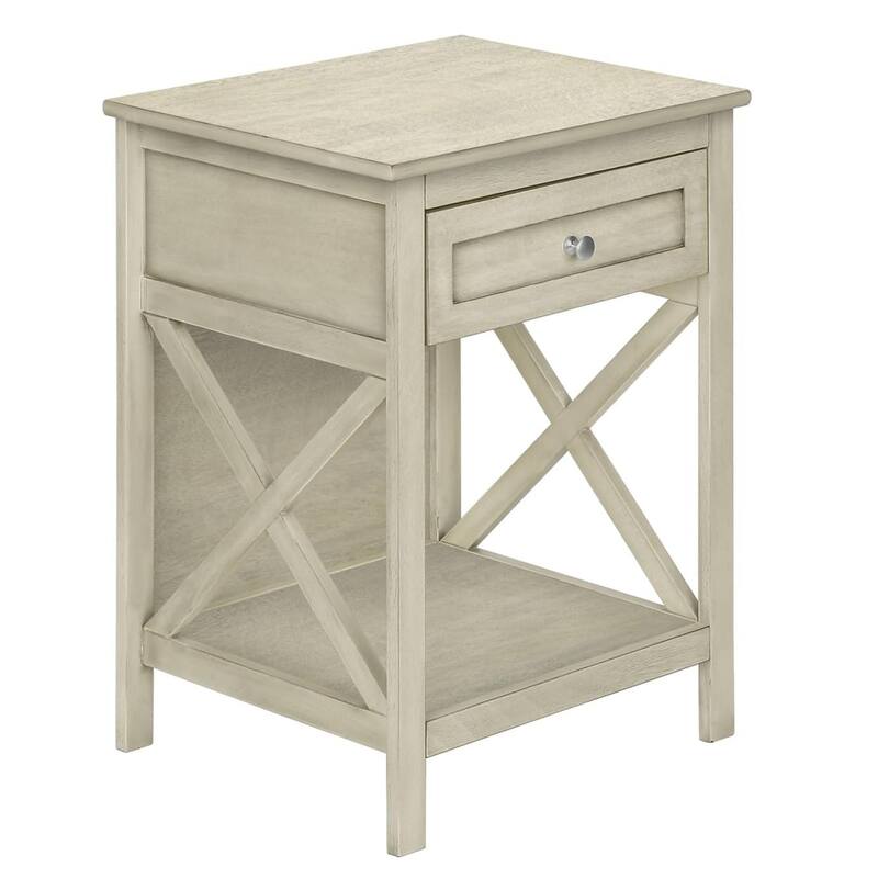 Antique White Transitional End Table