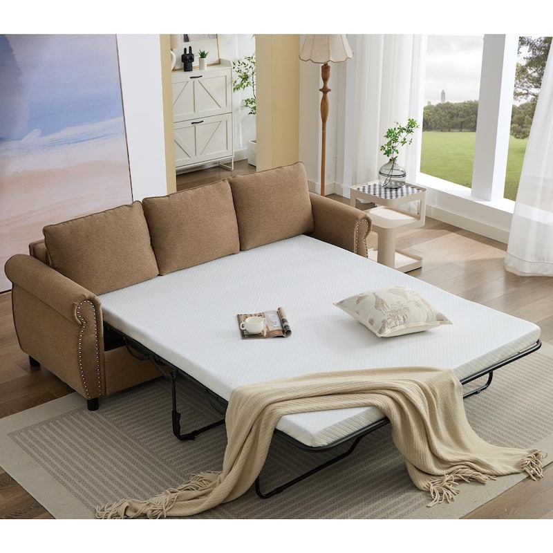 81.5" Convertible Sleeper Couch with Pull Out Bed,3 Seater Sofa Bed