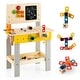 preview thumbnail 2 of 8, Wooden Pretend Play Workbench Set with Blackboard for Toddlers Ages 3 Plus - 21" x 12" x 29.5"-32" (L x W x H)