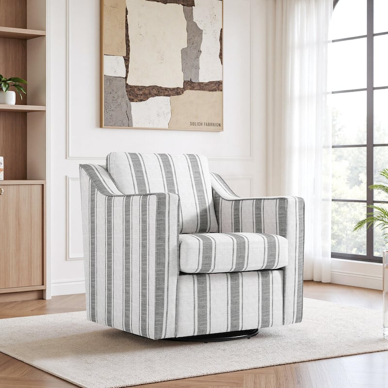 UIXE Chenille/Leather Swivel Barrel Chair Accent Chairs For Living Room