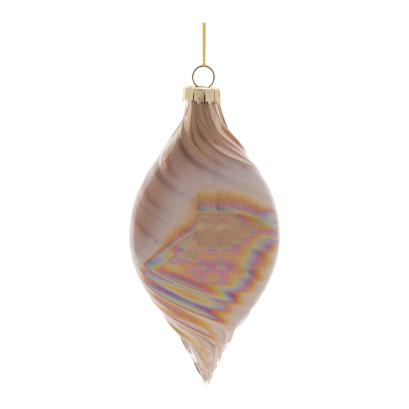 12 Gold Iridescent Swirl Glass Ornaments Ball and Onion Shapes Perfect for Holiday Tree Decorations - 3”L x 3”W x 3.5”H