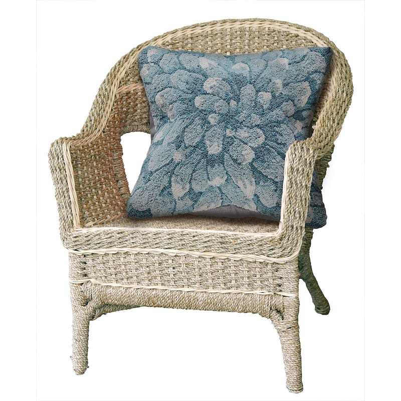 Liora Manne Frontporch Mum Indoor/Outdoor Pillow Aqua 18" Square