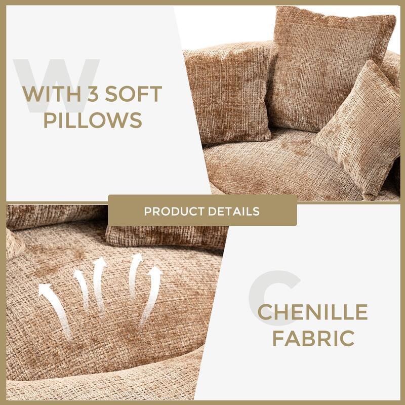 Chenille High Back Lazy Sofa with 3 Pillows and Oversized Bean Bag Chair
