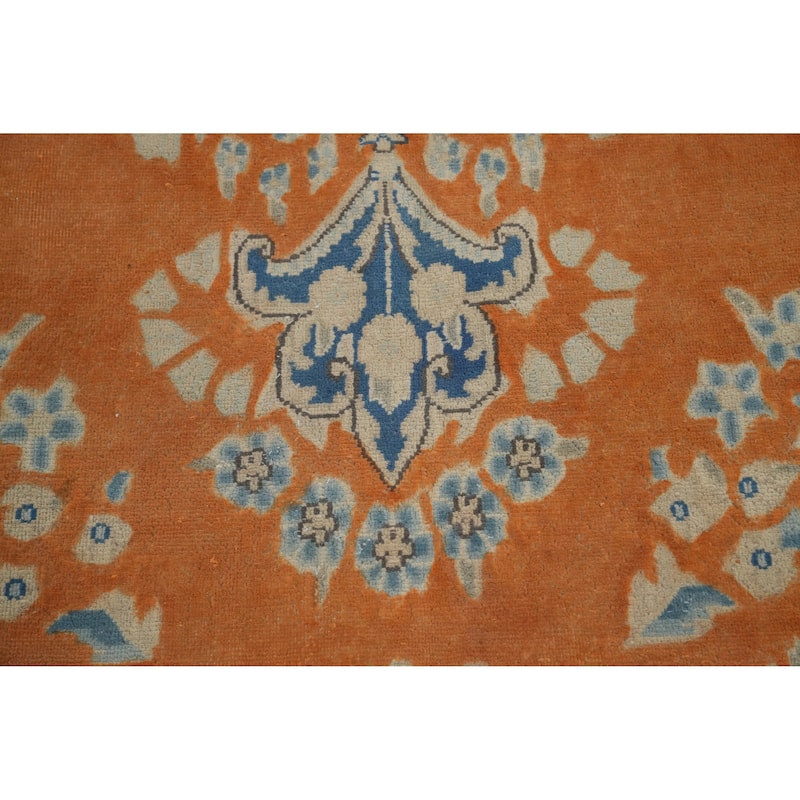 Hand Knotted Oriental 100% Wool Carpet Traditional Floral Oranges & Rust Kerman Area Rug - 12' 10'' X 9' 8''