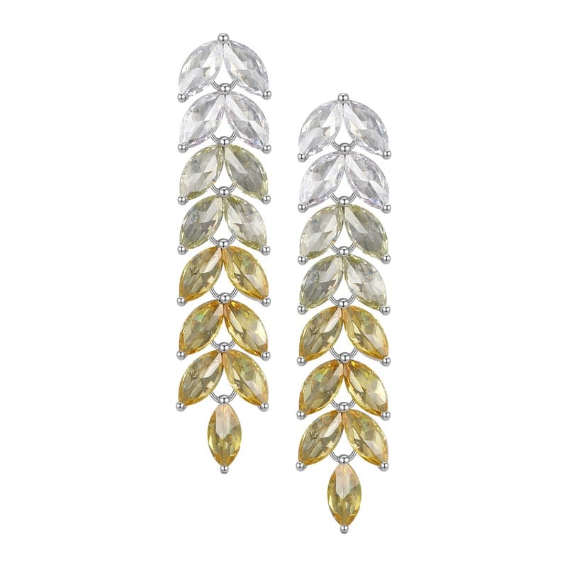 Victoria Townsend Silver Plated Cubic Zirconia Drop Leaf Earring - Champagne