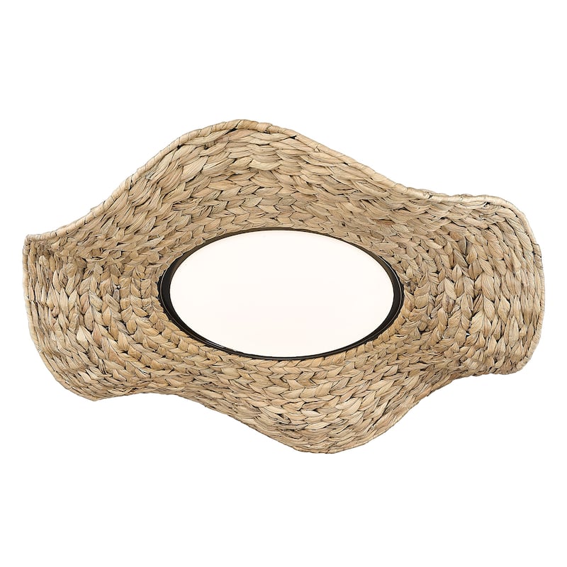 Macy 21" LED Flush Mount - Matte Black with Woven Sweet Grass