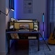 preview thumbnail 9 of 18, Stylish & Simple Single Twin metal loft bed with rectangular desk, LED lights, storage shelves, safety guard and ladder, Brown