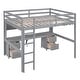 preview thumbnail 25 of 32, Full Loft Wood Kid Bed with Desk,Cabinet,Drawer,Tray,Charging Station