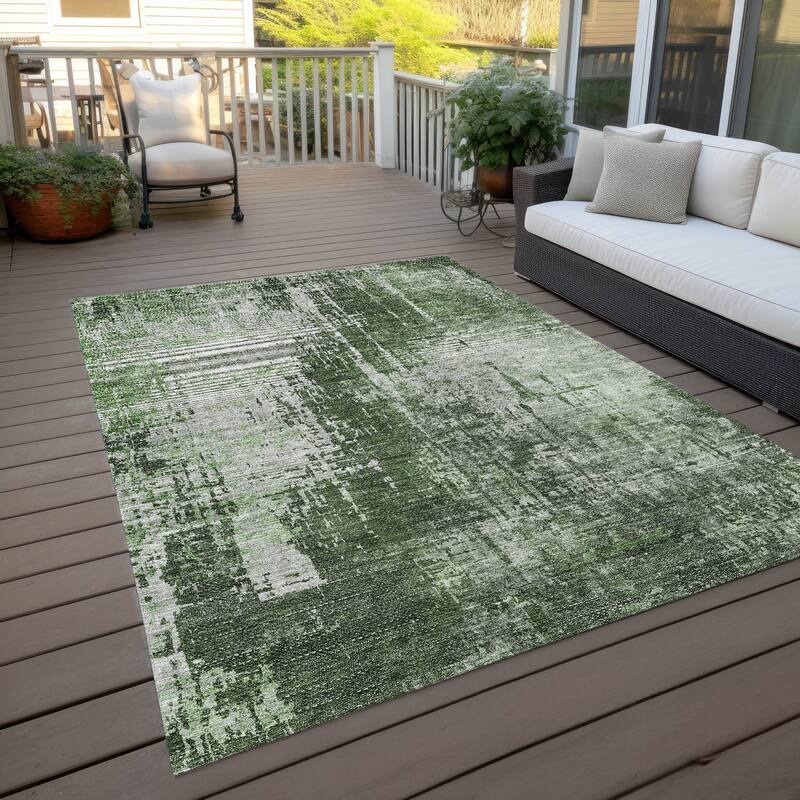 Machine Washable Indoor/ Outdoor Chantille Abstract Ombre Rug