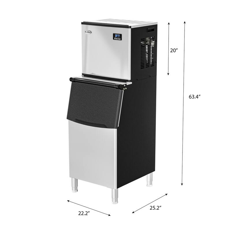 25 in. Stainless-Steel Commercial Ice Maker with Full Cube Production, 420 Lbs/24h