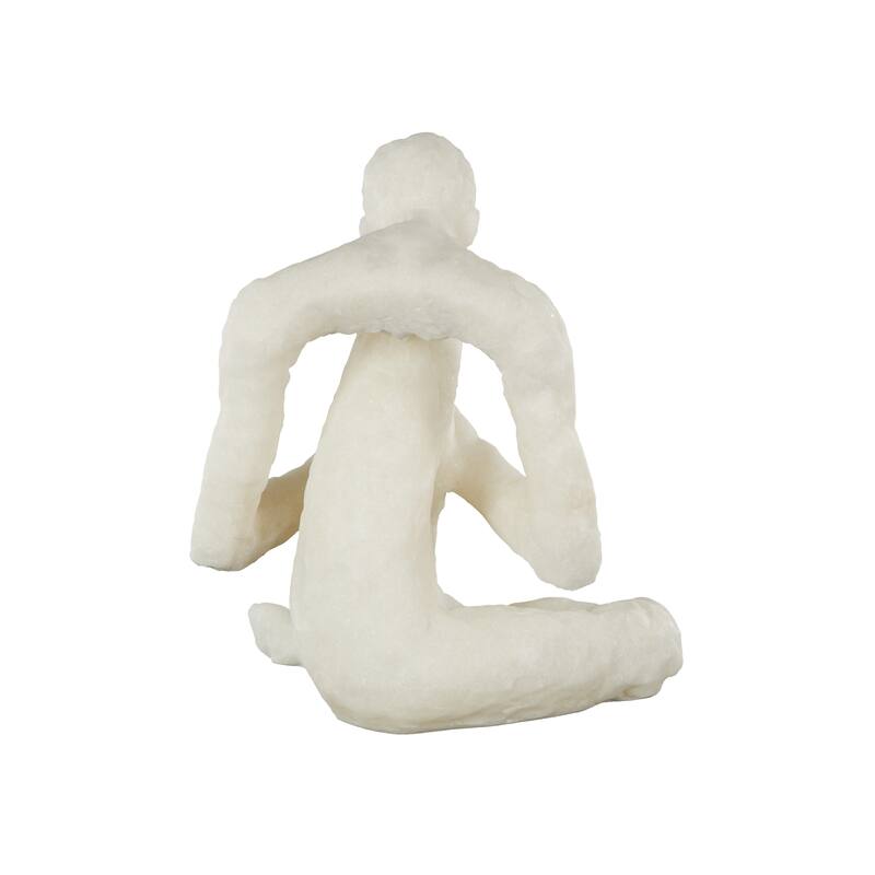 White Polystone Thinking People Decorative Sculpture with Shimmer