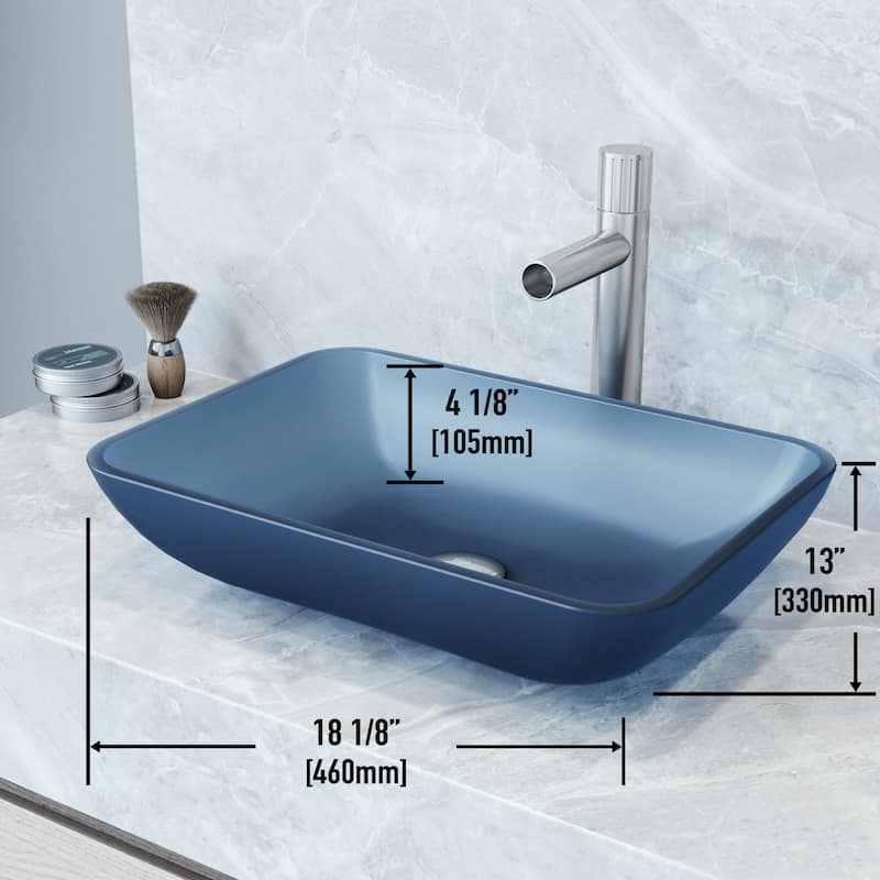 VIGO Sottile 18"L x 13"W Glass Vessel Sink and Ashford 11"H Faucet Set