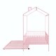 preview thumbnail 41 of 48, Metal House Bed with Fence, With Trundle