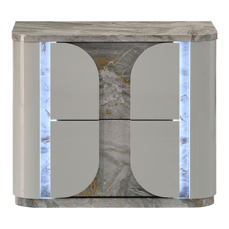 Furniture of America Sherri Modern 3-Piece Light Grey Solid Wood Kids Platform Bed and 2-Nightstand Bedroom Set with LED