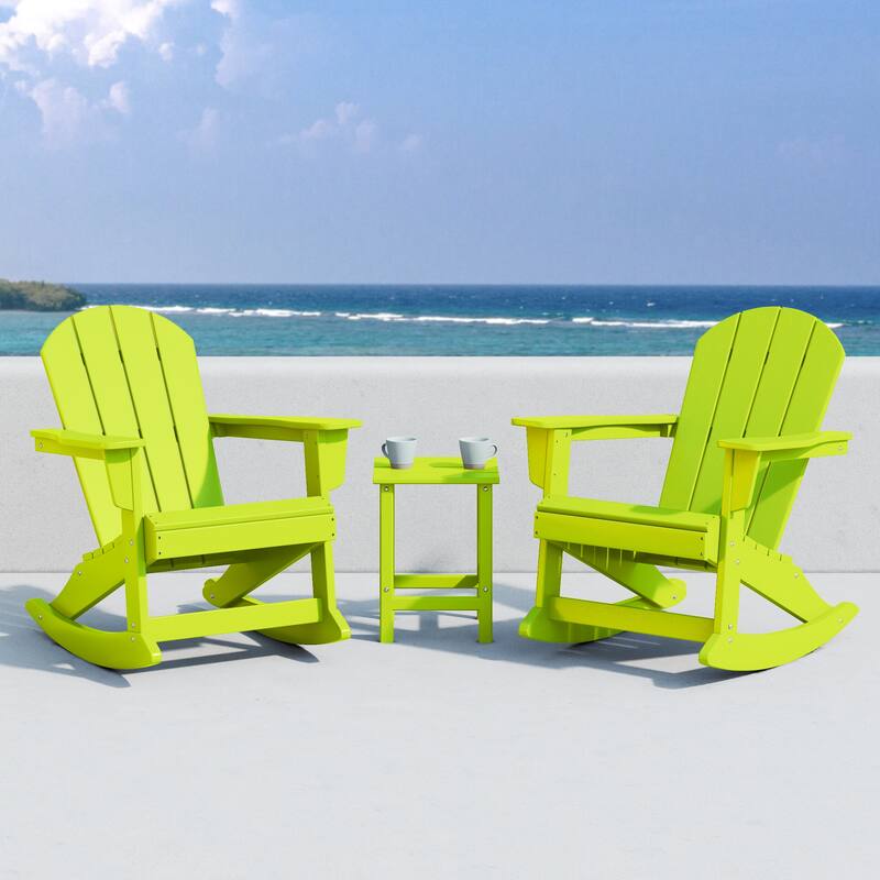 Laguna Hdpe All Weather Outdoor Patio Rocking Chairs With Side Table (3-Piece Set)