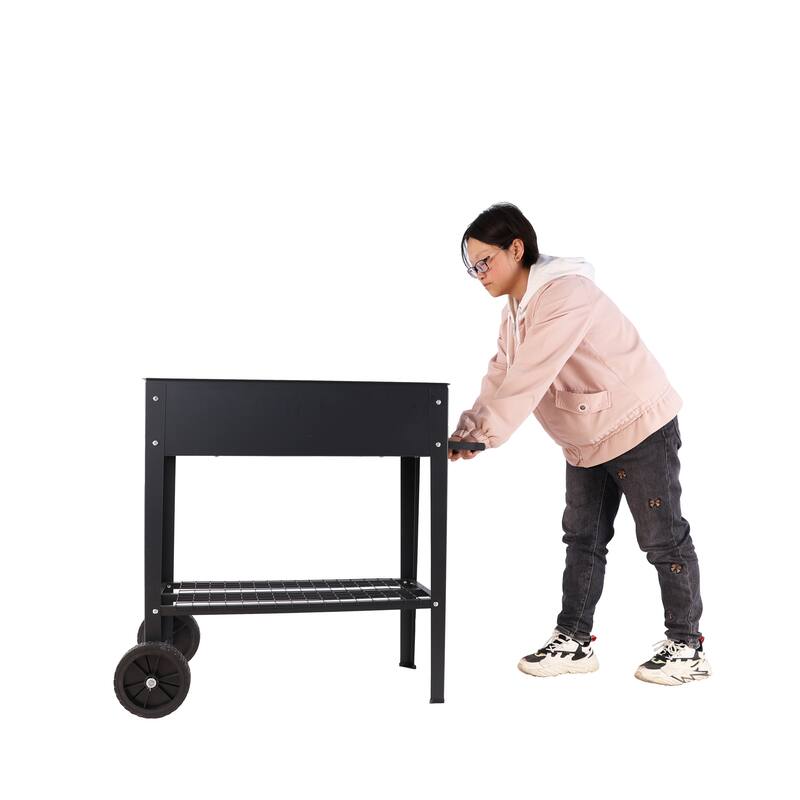 Mobile Metal Raised Garden Bed Cart with Legs