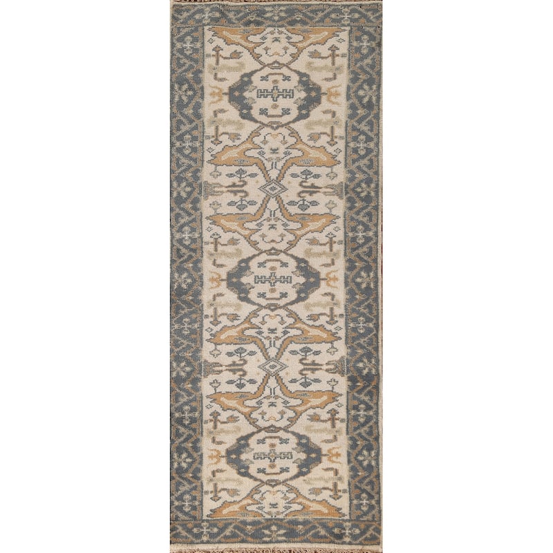 Oushak Oriental Runner Rug Handmade Floral Wool Carpet - 2'5"x 7'9"