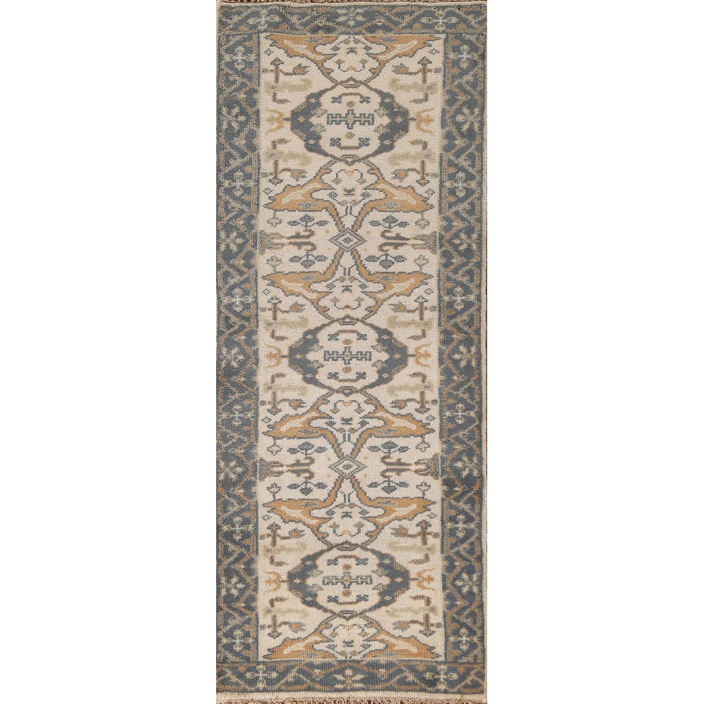 Oushak Oriental Runner Rug Handmade Floral Wool Carpet - 2'5"x 7'9"