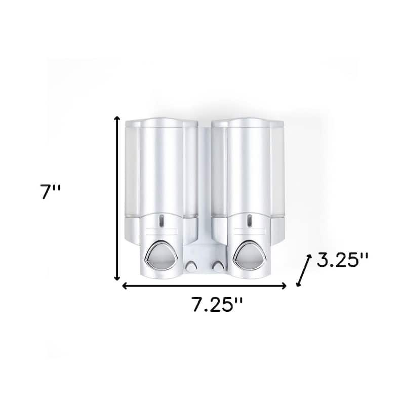 HomeRoots Gray Heavy Duty Plastic Two Chamber Wall Mount Soap Dispenser - 7.25' X '7' X '3.25