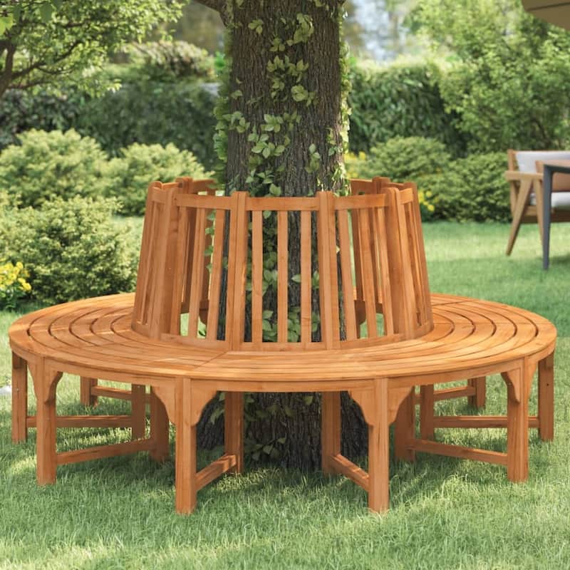 vidaXL Tree Bench Reddish Brown Solid Eucalyptus Wood - Brown Large