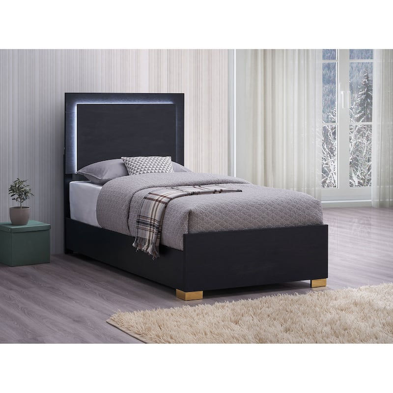 Marceline Contemporary Wood LED Panel Bed