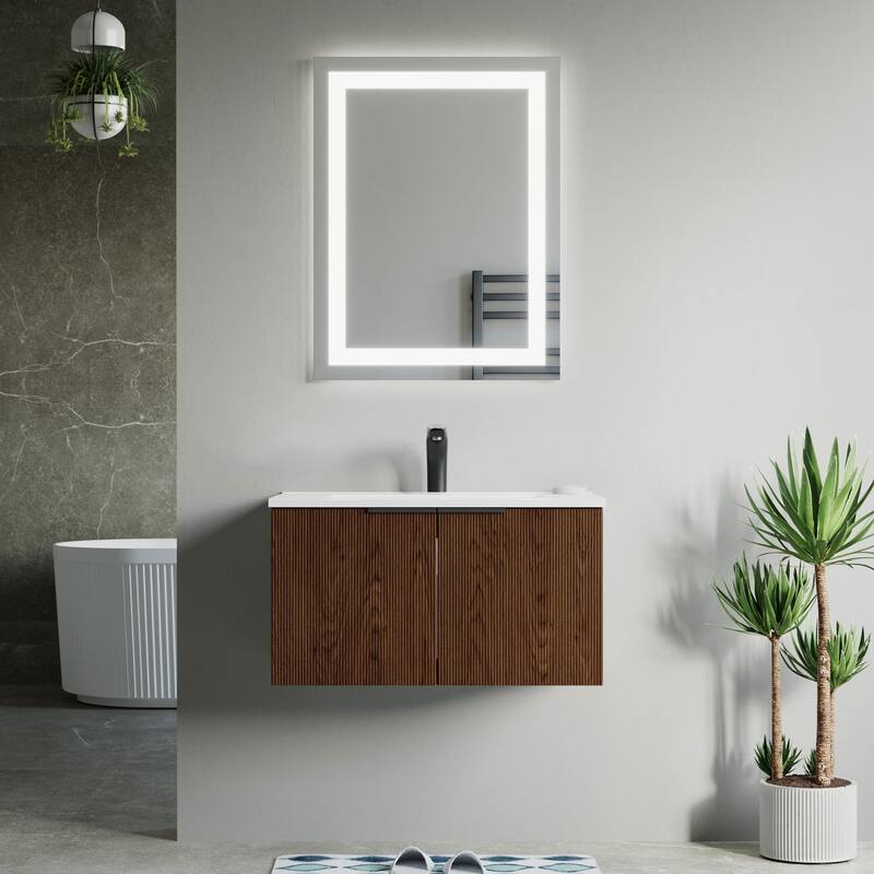 Dillon 30" Single Vanity Set - Walnut with Ceramic Basin