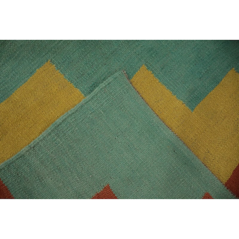 Hand Woven Oriental 100% Wool Carpet Southwestern Geometric Multi-Colored Kilim Area Rug - 11' 7'' X 8' 9''