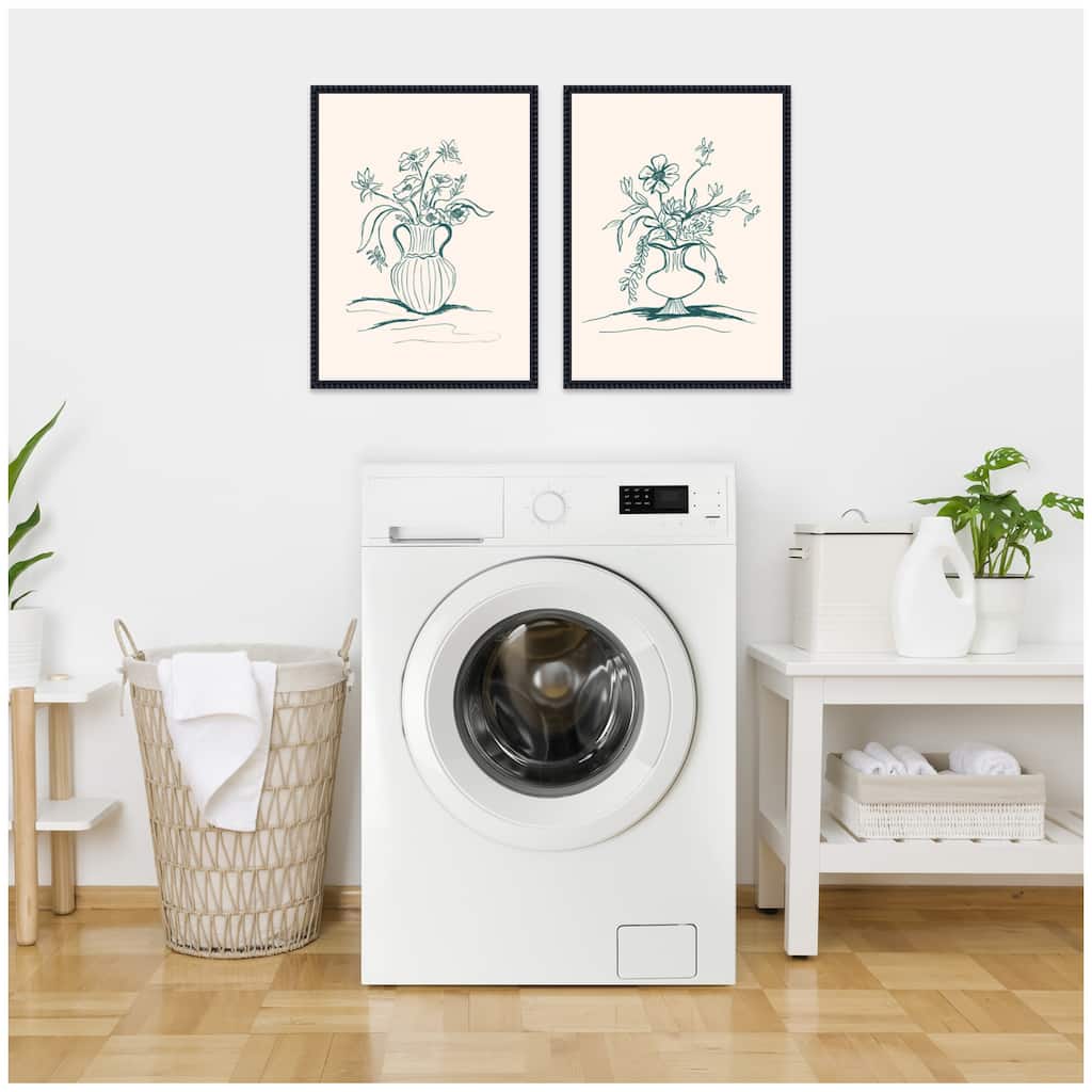Kate and Laurel Sylvie Beaded Garden Floral and Summer Stems Framed Canvas Art Set by Kate Aurelia