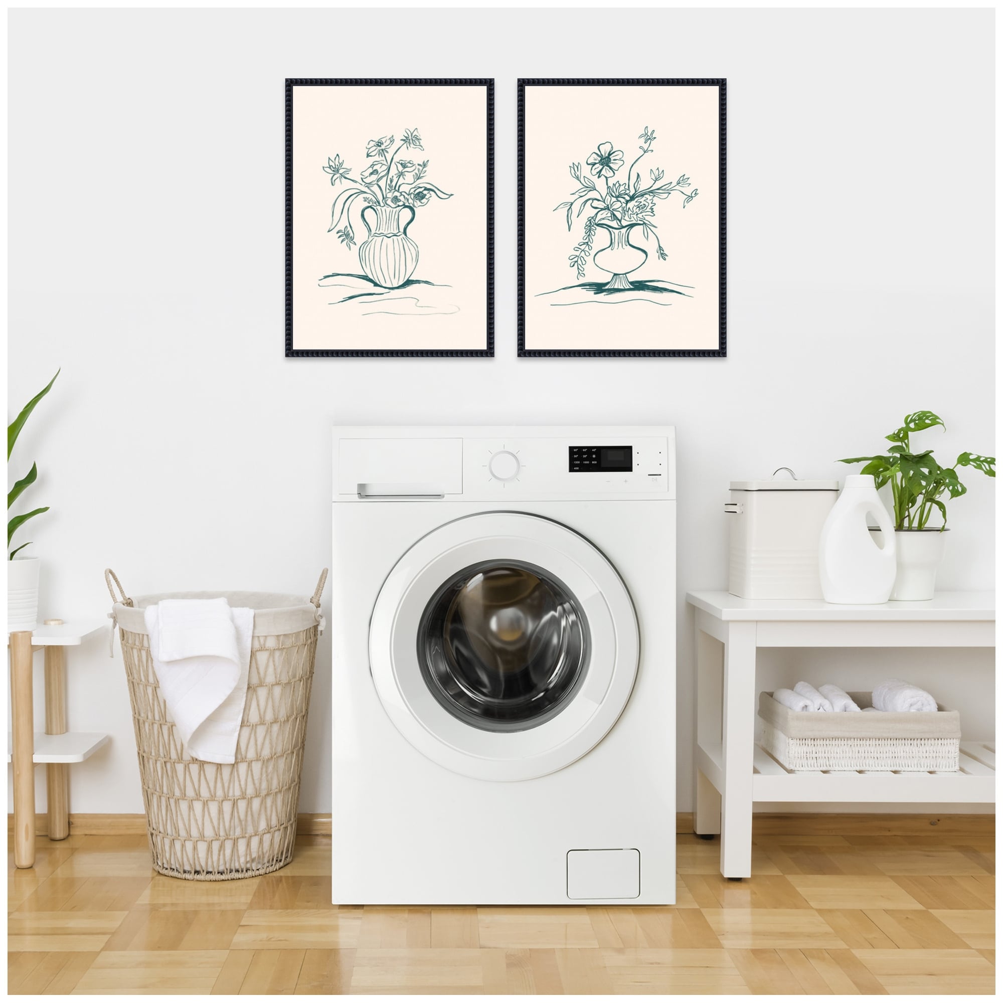 Kate and Laurel Sylvie Beaded Garden Floral and Summer Stems Framed Canvas Art Set by Kate Aurelia