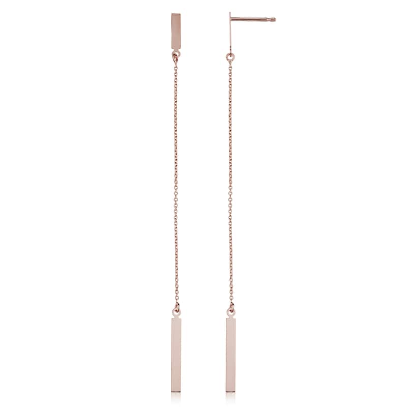 14k Yellow Gold or Rose Gold Bar Dangle Earrings