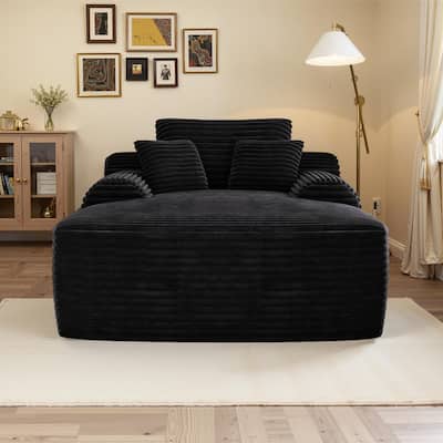 Corduroy Black Oversized Upholstered Sleeper Cloud Sofa Bed