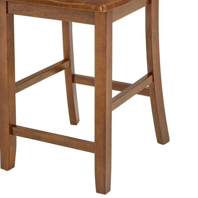 Retro Brown 5-Piece Dining Table Set with Chairs, Space-Saving Kitchen Breakfast Table