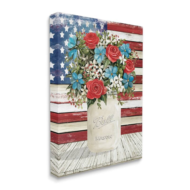 Stupell Industries Americana Flag Festive Bouquet Canvas Wall Art by Cindy Jacobs
