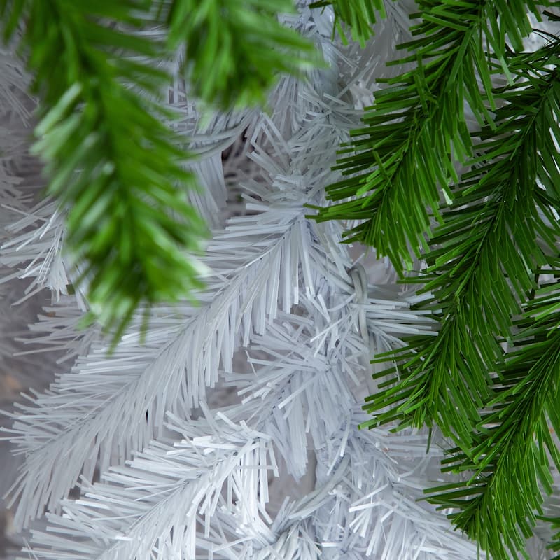 Pre-Lit Santa Hat Pine Artificial Christmas Tree - 7’ - Warm White LED Lights - 7 Foot