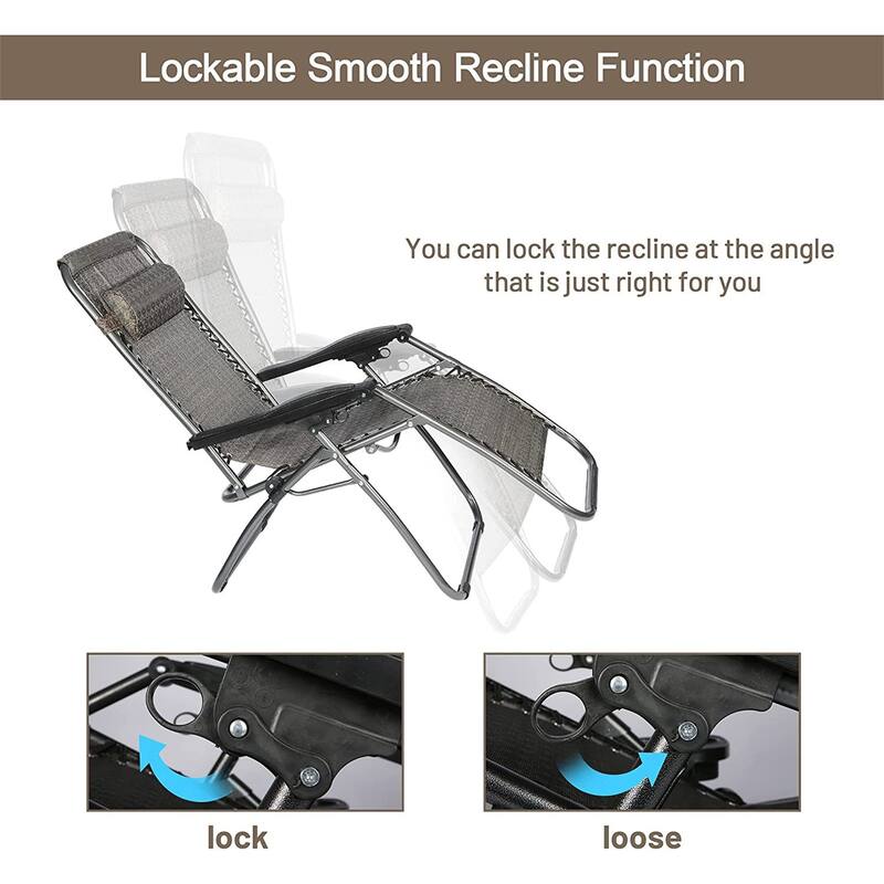Adjustable Zero Gravity Chair Patio Lounge Chairs, 2PC Bed Bath