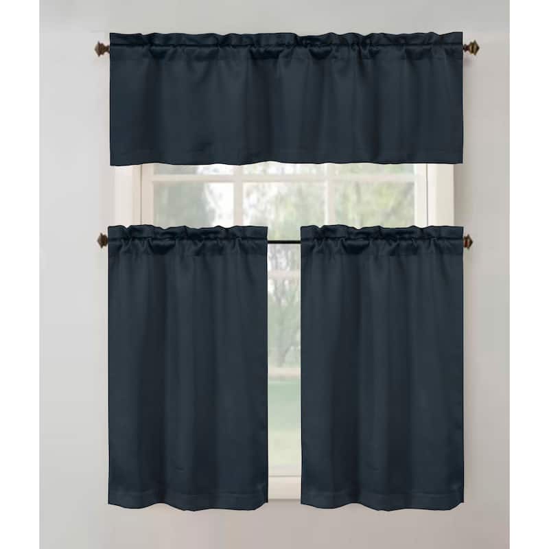 Anchorage Privacy Solid Kitchen Curtain - Navy Blue