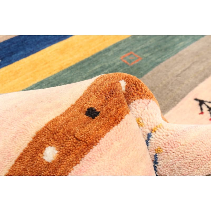 ECARPETGALLERY Hand Loomed Kashkuli Gabbeh Multi Color Wool Rug - 3'9 x 5'9