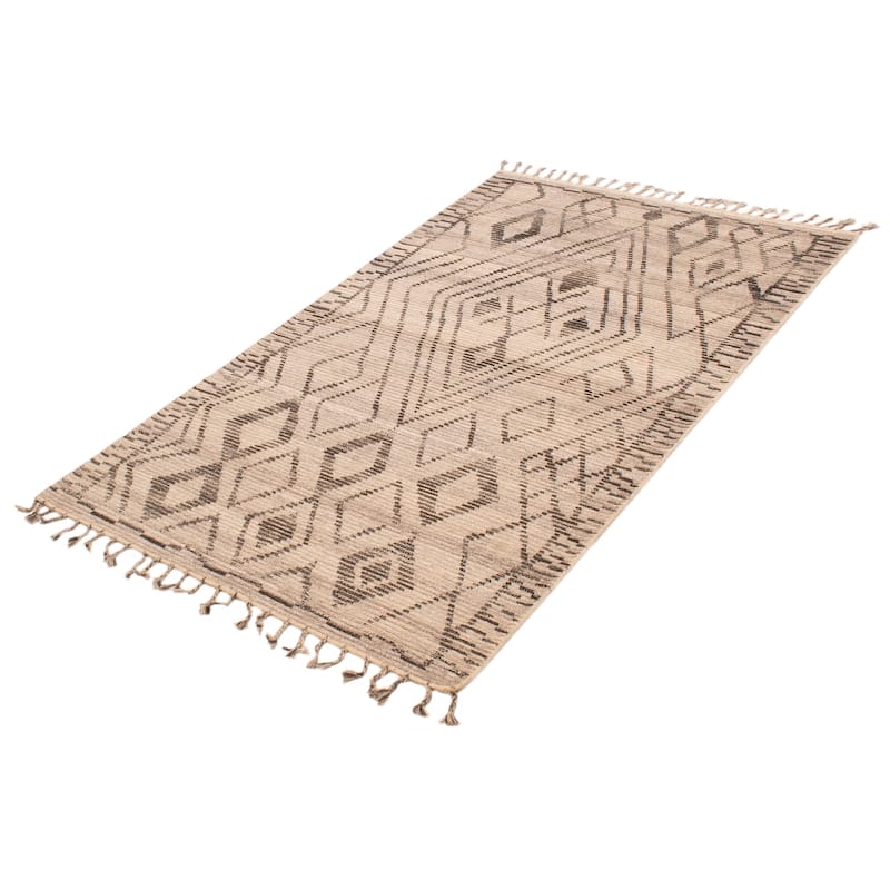 ECARPETGALLERY Hand-knotted Tangier Light Grey Wool Rug - 5'0 x 8'2
